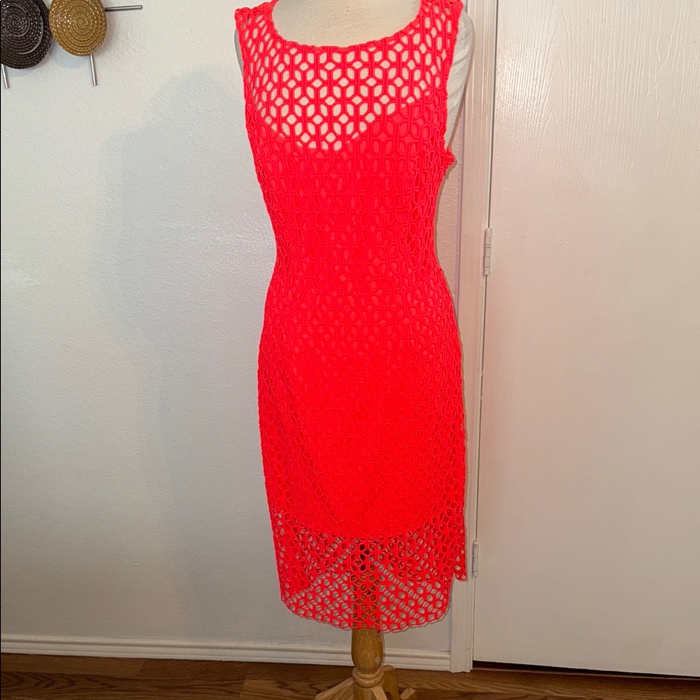 Trina Turk Sleeveless Orange Sheath Dress. Sz 14